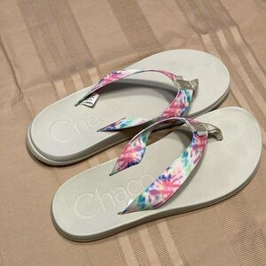 Chaco Women’s Flip Flop, pastel tie dye. US 12